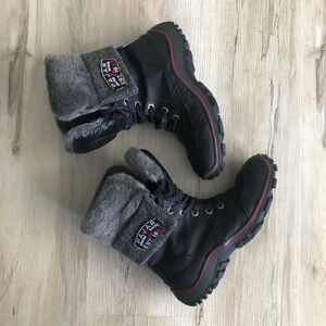 Pajar Black Boots with Gray Fur Trim